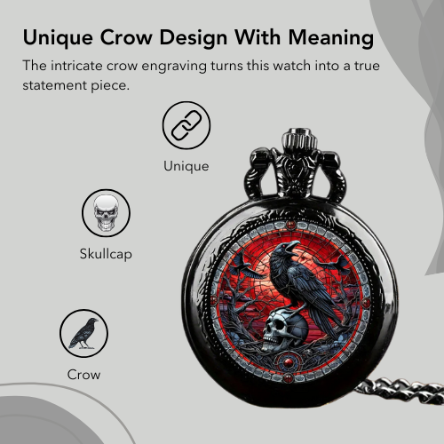Vintage-Style Clever Crow Pocket Watch